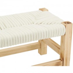 Natural Paulownia Pés Descanso e Sentado Algodão Branco Sólido Wood Puff & Design Banquinho