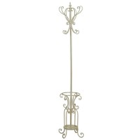 Rack de capa de metal crema con soporte de paraguas integrado de entrada