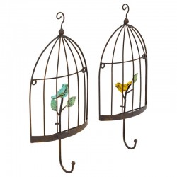 Lot 2 Patères Murales Métal + 1 Crochet Cage à Oiseaux Portemanteau Vintage & Déco Mural