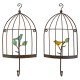 Lote 2 gancho de pared de metal + 1 ganchillo jaula de pájaros vintage y decoración de pared