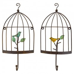 Lote 2 gancho de pared de metal + 1 ganchillo jaula de pájaros vintage y decoración de pared