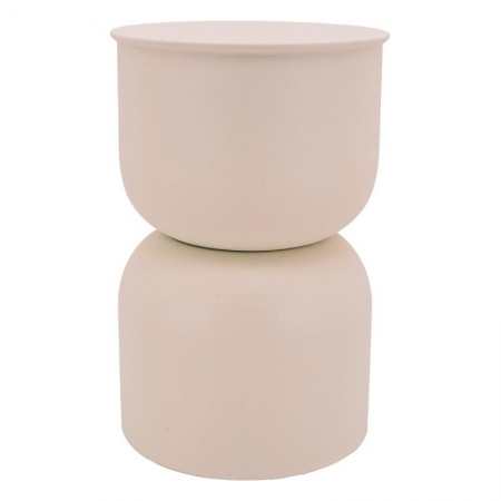 Tabouret Rond & Bout de Canapé en Métal Beige Table d'Appoint Design & Assise Tendance