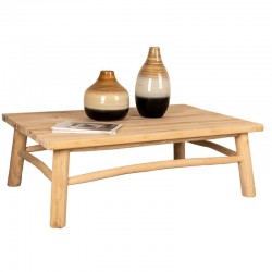 Table Basse en Bois de Teck et Branches Naturelles Meuble Rustique & Chic pour Salon