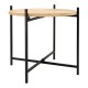 Table Basse Ronde Pliante en Métal & Bois de Manguier Meuble Gain de Place Style Industriel