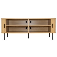 2-Door medium TV cabinet with pine handles, modern style metal feet