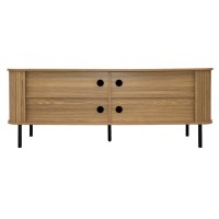 Cabinet TV medio a 2 porte con manici in pino, piedi in metallo stile moderno