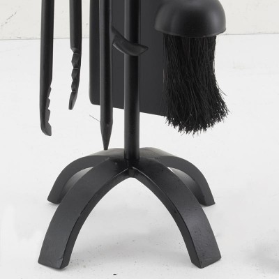 Camino in ferro battuto nero Valet 4 Accessori Shovel, Broom, Poker, Clip
