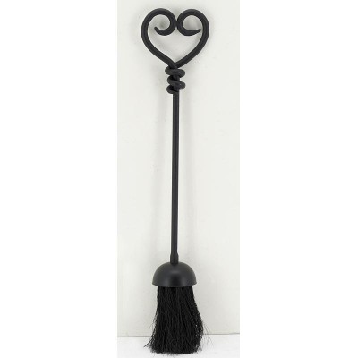 Valet Fireplace Wrought Iron Black Heart 3 Accessories Shovel, Romantic Poker Broom