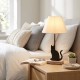 Metal and wood chat bedside lamp: night light design kit for bedroom & luminaire chic