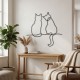 Wall decoration 2 cats sitting in black metal: wall sculpture design chat for living room, entrance & bedroom