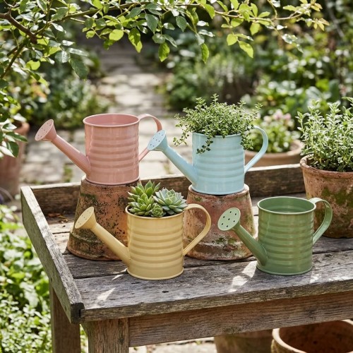 Petits arrosoirs cache pot jardinière en zinc laqué ø 9,5 h 9 cm