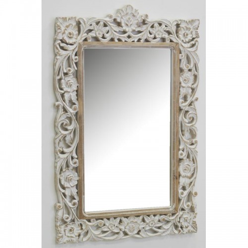 Suorakulmainen peili valkoisella Mango Mirror Solid Wood Mirror Craft Piece
