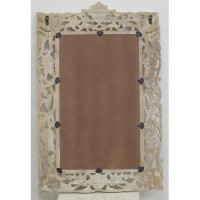 Rektangulært spejl i hvidt mango spejl Solid Wood Mirror Craft Piece