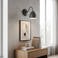 Applique Murale Métal Laqué Gris Luminaire Design Moderne pour Salon & Chambre