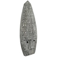 Maschera di legno in legno etnico in legno intagliato grigio fatto a mano déco moda