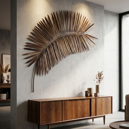 Veggdekorasjon Metallblad Reliefabell Relief Metal Løvdesign