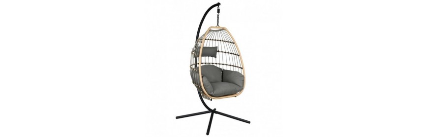 Suspended garden armchair and swing with indoor outdoor foot