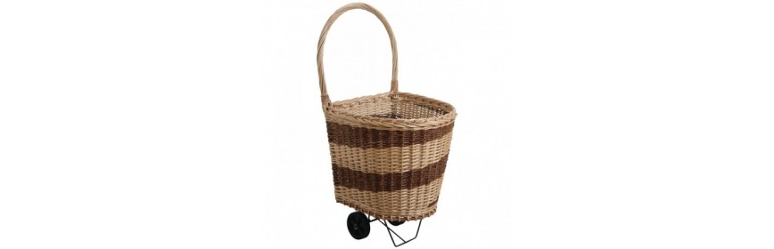 Fireplace accessories - Log carts with wicker wheels