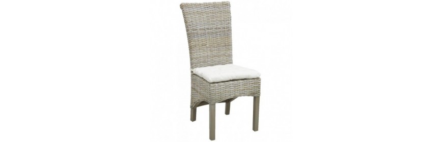 Rattan and wicker chairs and armchairs with or without armrests